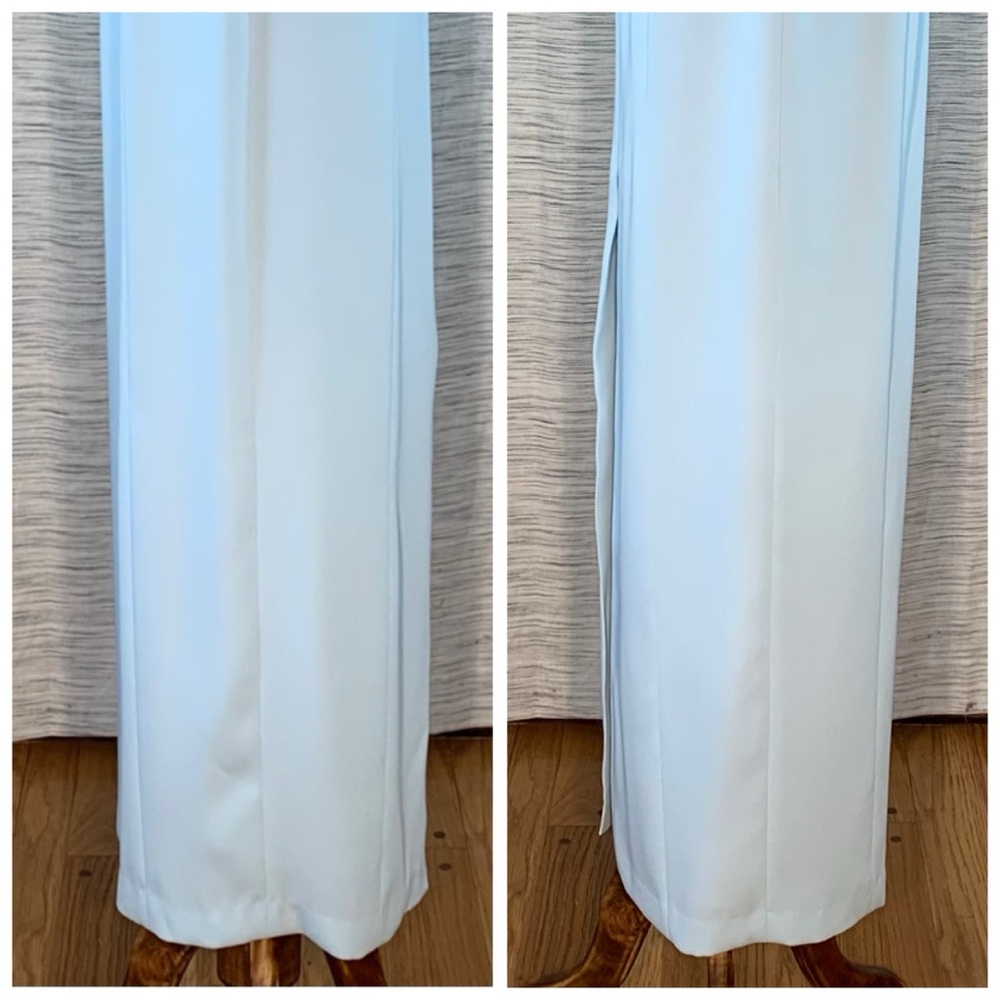 Peak Evenings Sky Blue Sleeveless Formal Evening Gown With Mesh Midriff. - Picture 11 of 15